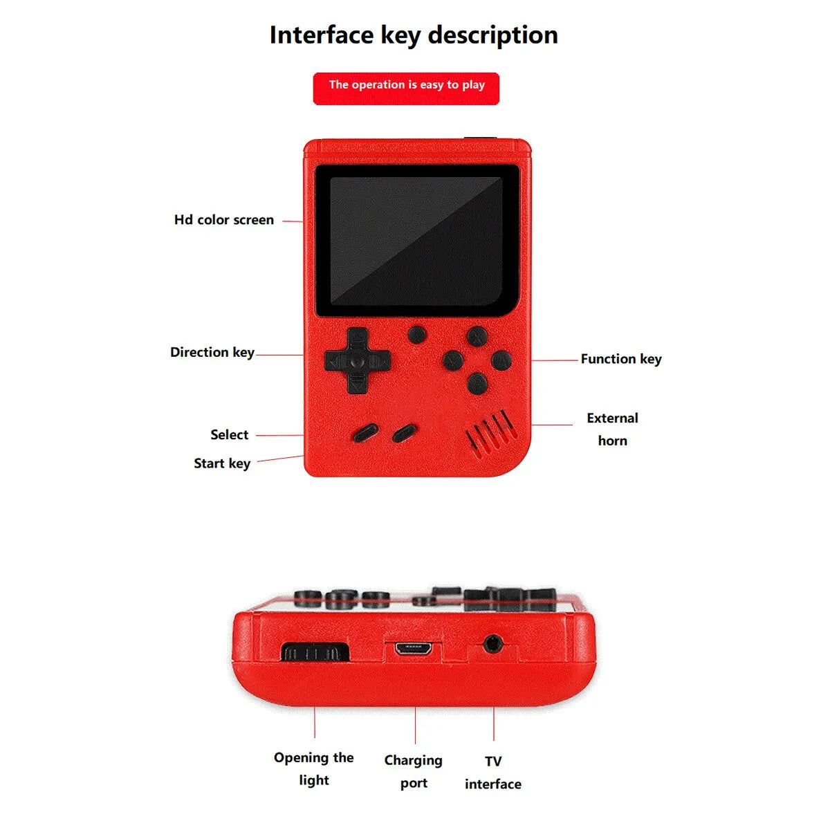 A Red Retro Classic Games Handheld With 400 Games