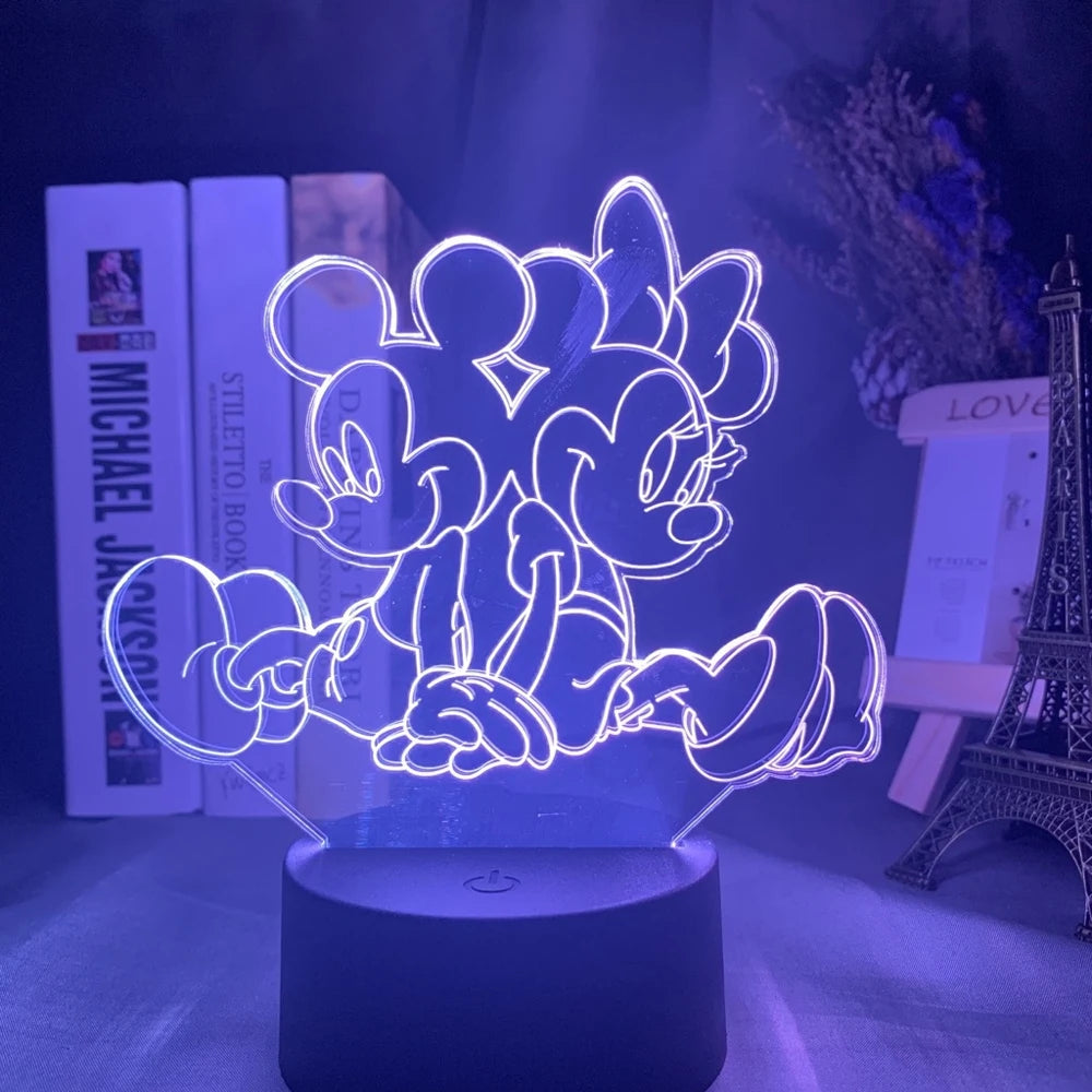 Night Light Minnie Mickey Mouse Acrylic Touch 3D illusion