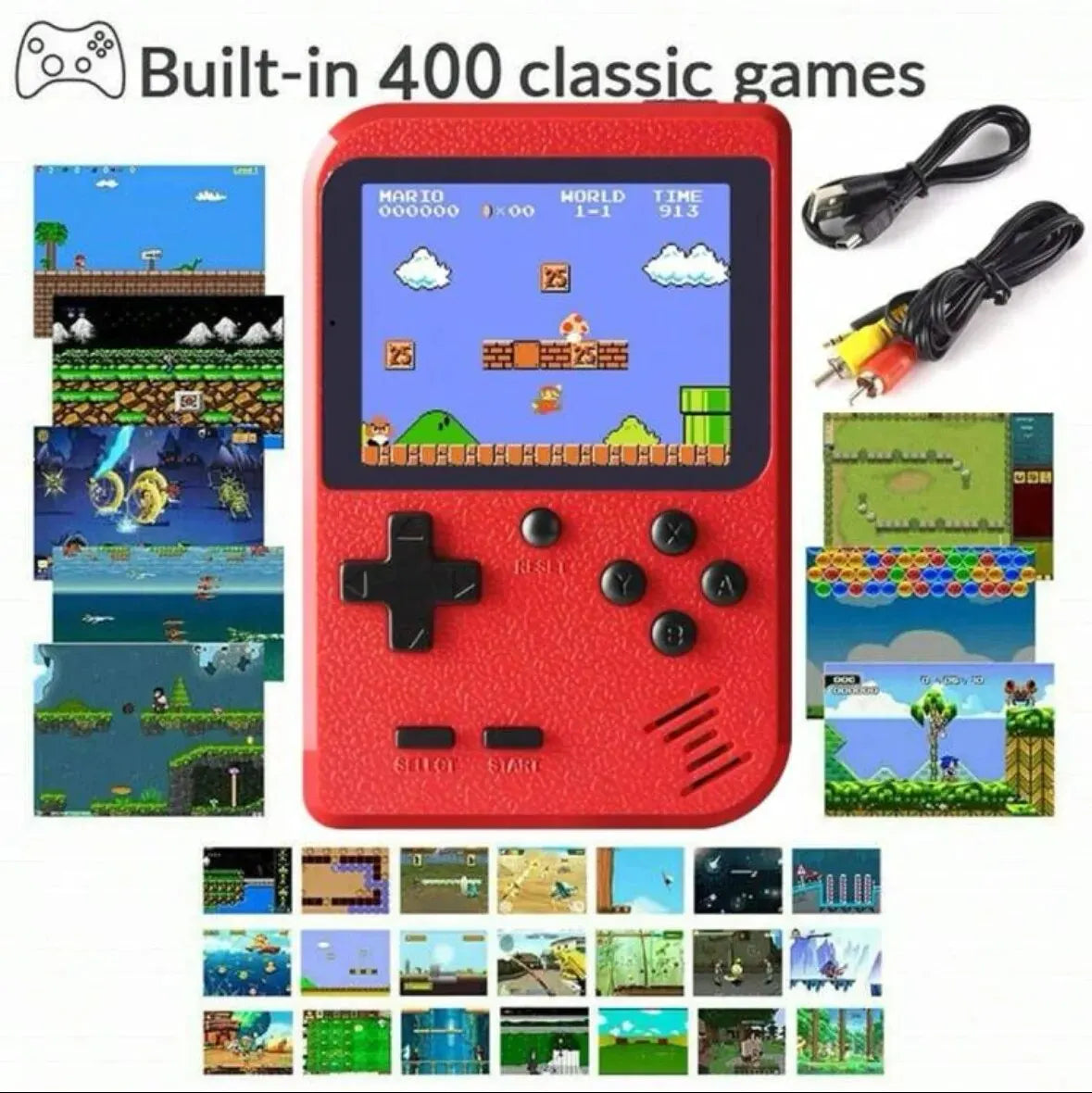 A Red Retro Classic Games Handheld With 400 Games