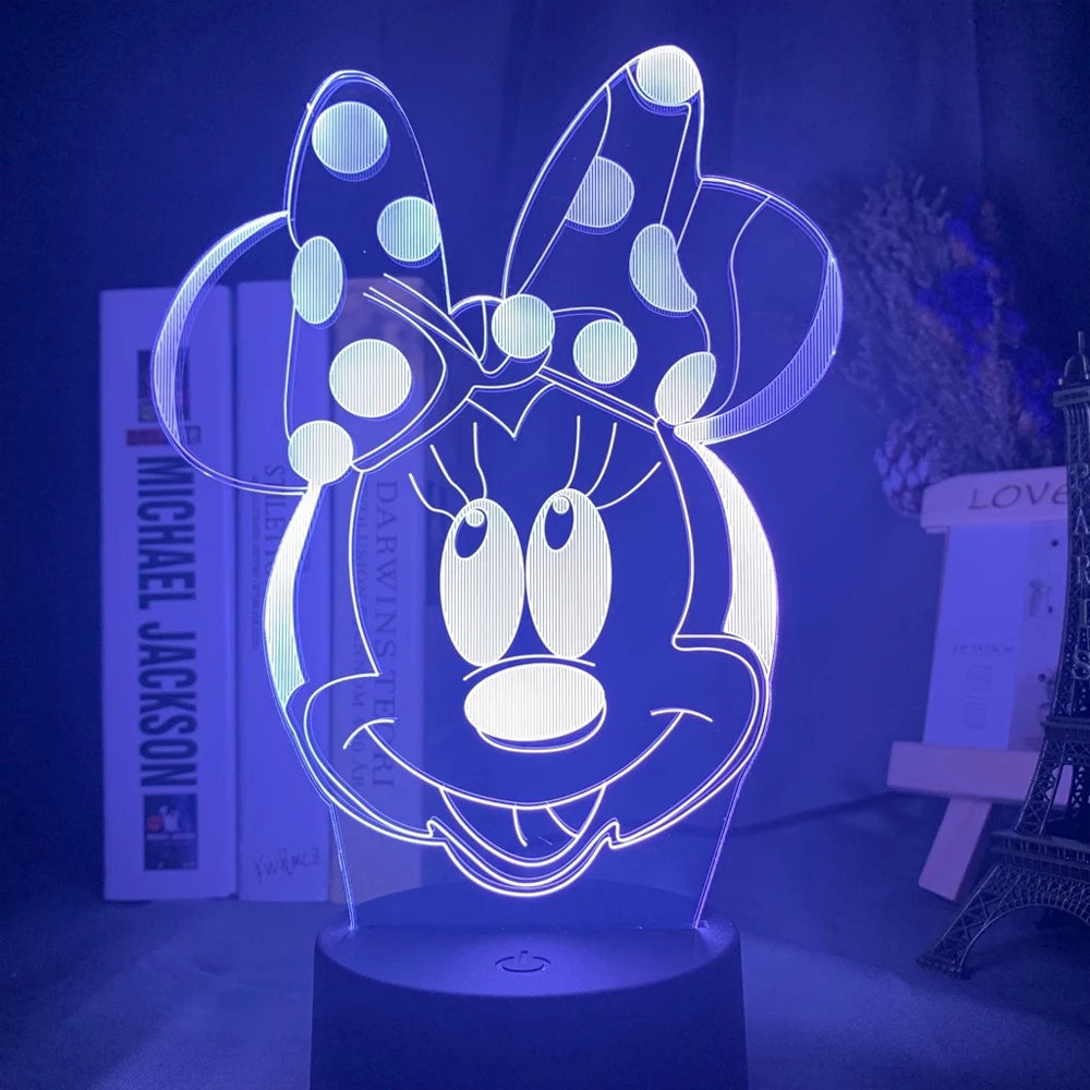 Night Light Minnie Mickey Mouse Acrylic Touch 3D illusion