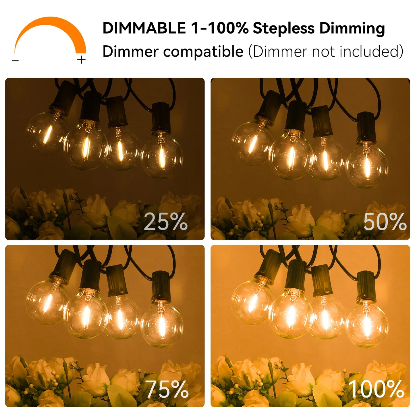 LED 36 m outdoor string light with 64 plastic bulbs