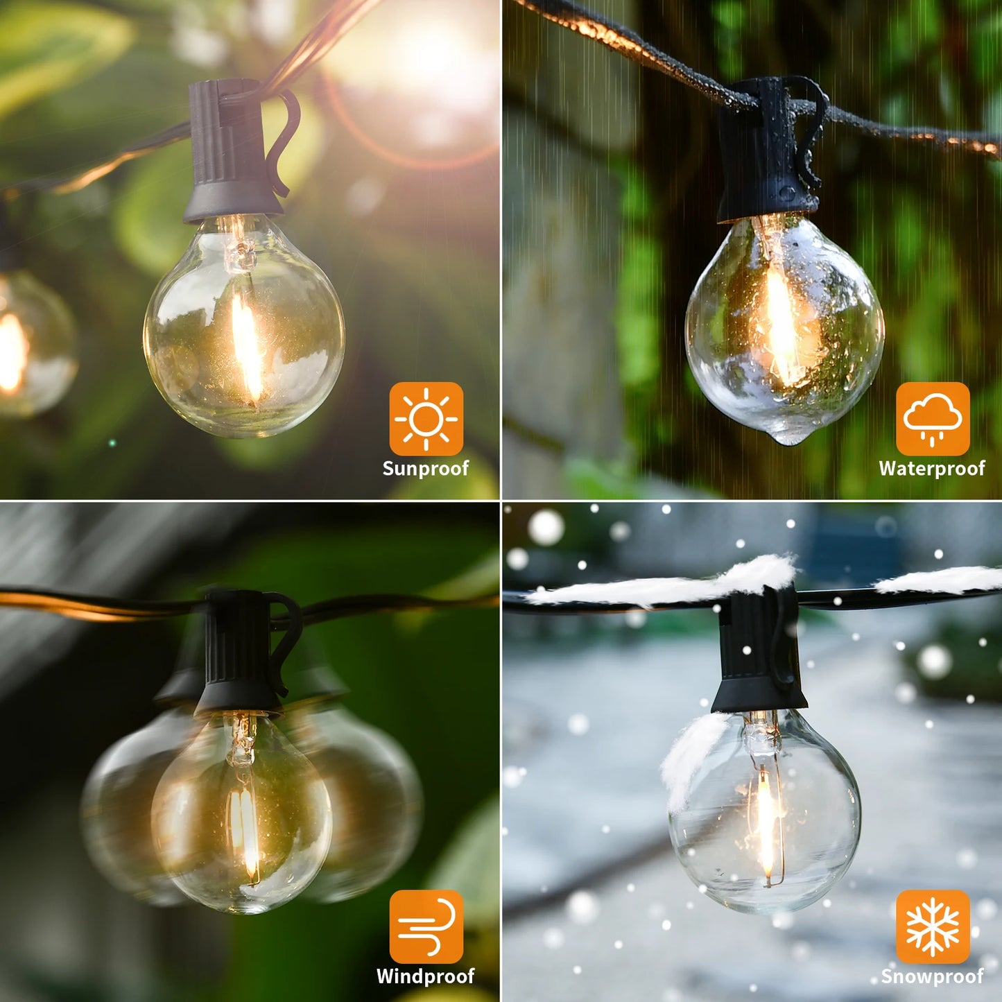 LED 36 m outdoor string light with 64 plastic bulbs